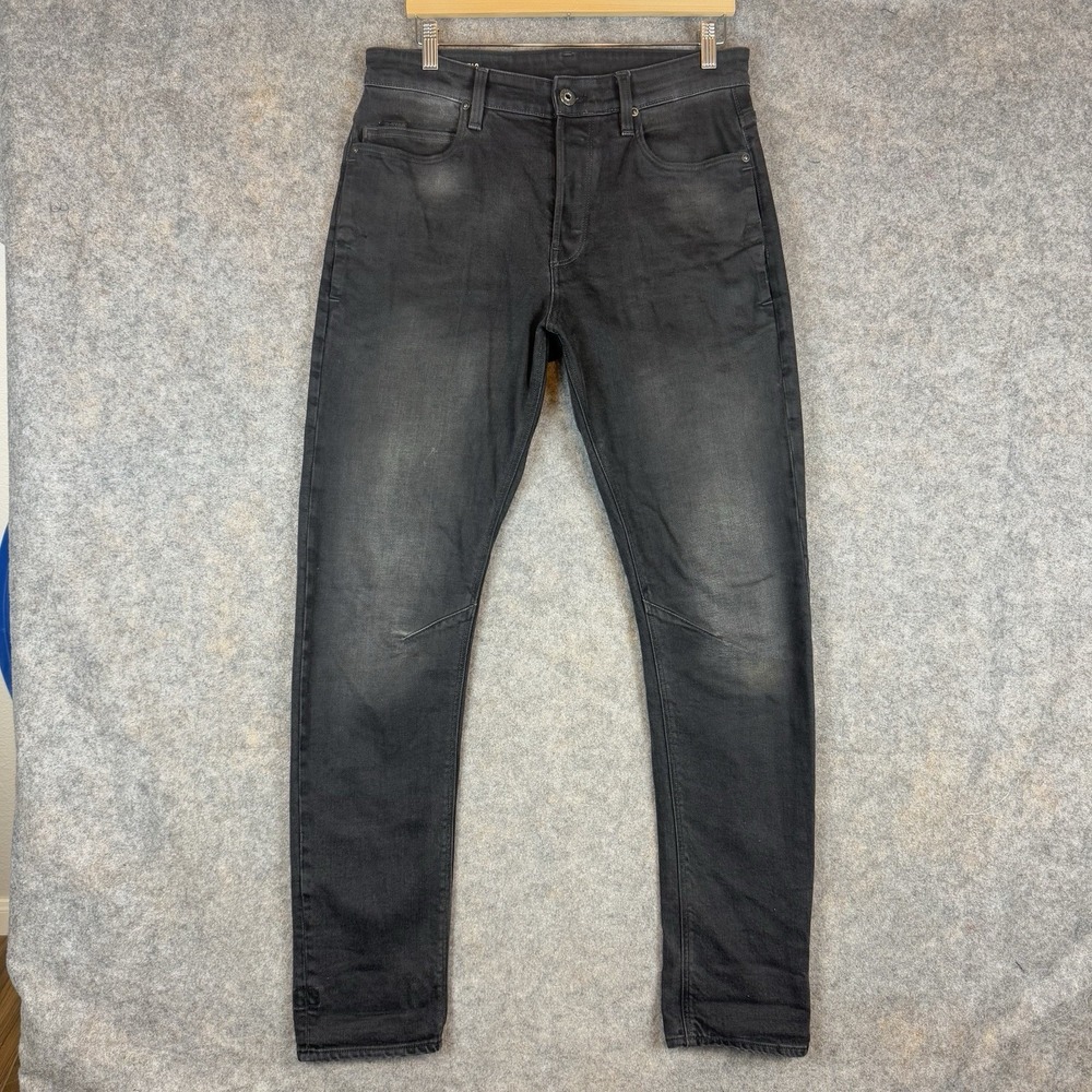G Star Raw Jeans Mens 31x34 Black A Staq Tapered Slim Button Fly Denim Cotton
